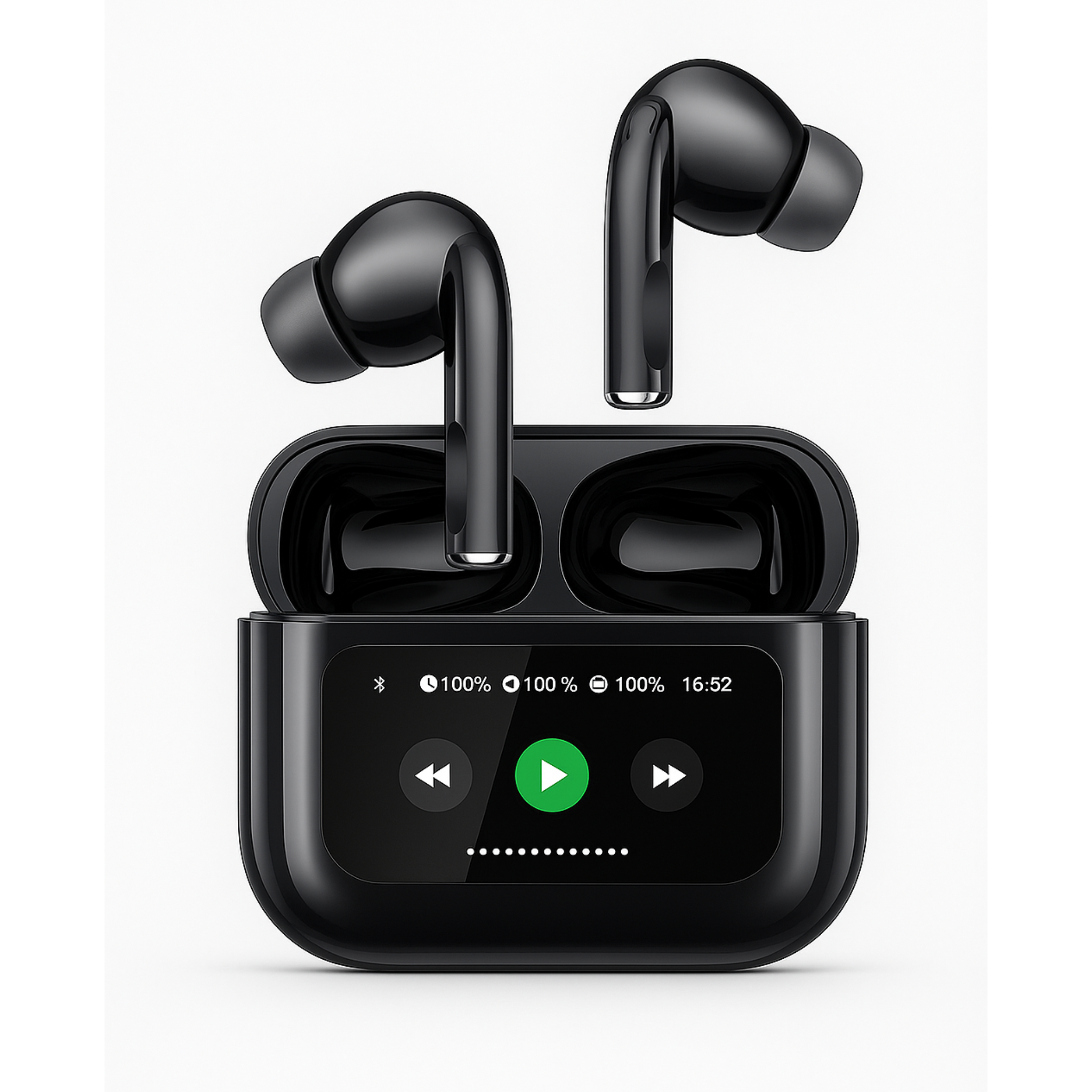 A9 Pro Touch Screen TWS Earbuds - LCD Display Case, ANC/ENC Noise Cancellation