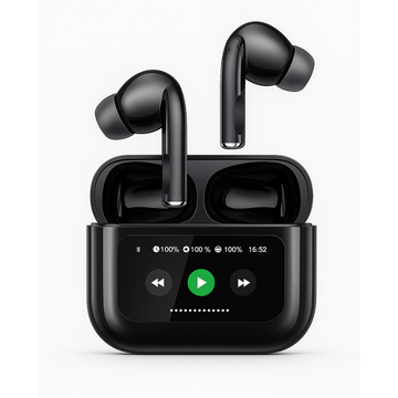 A9 Pro Touch Screen TWS Earbuds - LCD Display Case, ANC/ENC Noise Cancellation